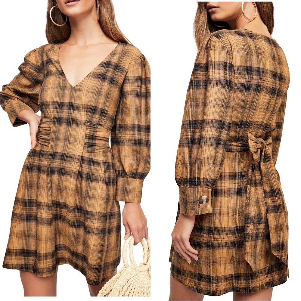 Free People English Rose Plaid Minidress